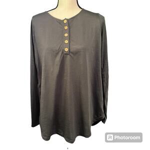 Simply Southern | NWOT Women's Gray Henley Tunic Shirt Sz M Causal Basics